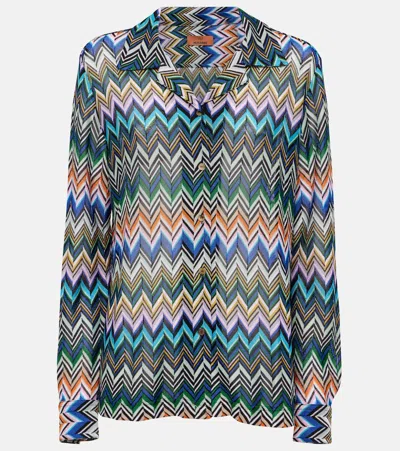 Missoni Multicolor Bowling Shirt With Zigzag Motif In Viscose Woman