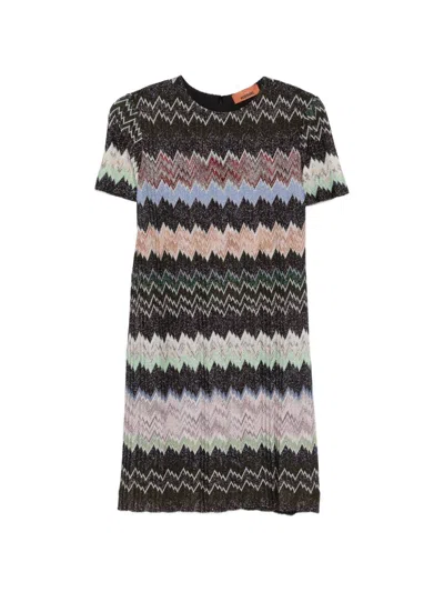 Missoni Zig Zag Short Dress In Black
