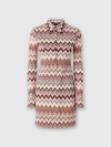 Missoni Polo Cut Mini-dress In Cotton And Zigzag Viscose In Black