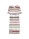 Missoni Zigzag Textured Dress Knee Length Sleeves In Multi