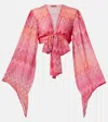 Missoni Zig Zag Silk Wrap Top In Red