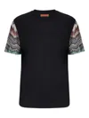 Missoni Short Sleeve T-shirt With Snake Pattern Insert In Black