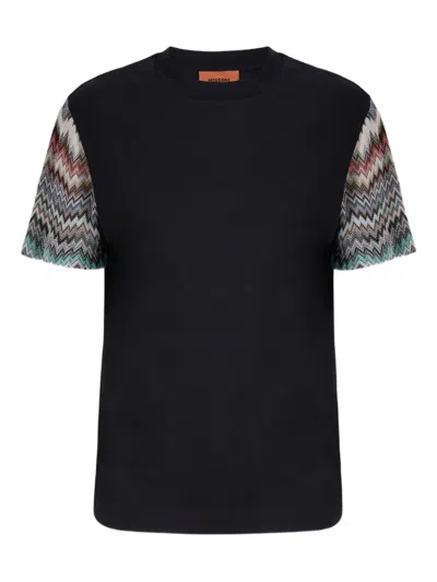 Missoni Zig-zag Sleeve Top In Black