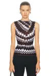 Missoni Zig Zag Sleeveless Top In Brown & White Tones