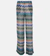 Missoni Straight Pants With Offset Zig Zag In Multicolor With Blue Base