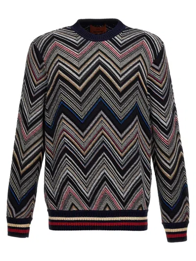 Missoni 'zig Zag' Crew Neck Sweater In Black
