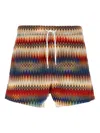 Missoni Men's Micro Zig Zag All Over Swim Shorts Red In Brown