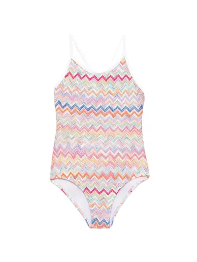 Missoni Kids' Zig-zag Swimsuit In Multi