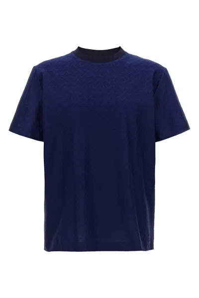 Missoni Blue T-shirt In Tone-on-tone Zig Zag Cotton Jersey