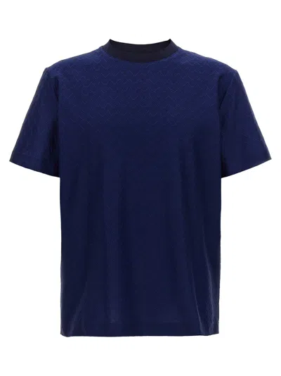 Missoni Blue T-shirt In Tone-on-tone Zig Zag Cotton Jersey