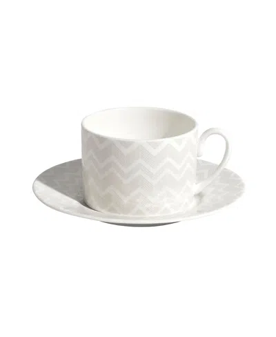 Missoni Zig Zag Tea Cup & Saucer, Set Of 2 In White
