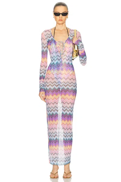 Missoni Zig Zag Tie Long Cover Up Dress In Multi