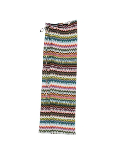 Missoni Zig-zag Tie Long Skirt In White