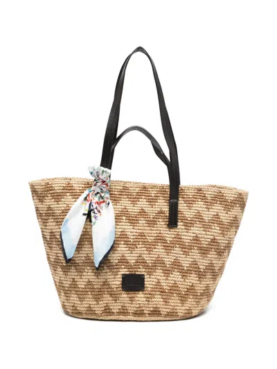 Missoni Zig Zag Tote Bag In Brown