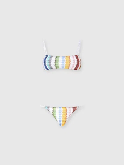Missoni Zig Zag Tulle Bikini With Bandeau Top In Multi