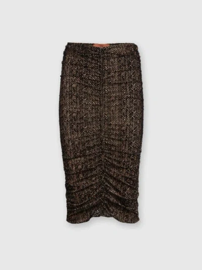 Missoni Zig Zag Tulle Skirt With Central Gathering In Brown