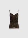 Missoni Zigzag Gathered Tank Top In Brown