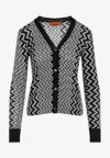 Missoni Buttoned Wool Cardigan Zigzag Stripes In Monochrome