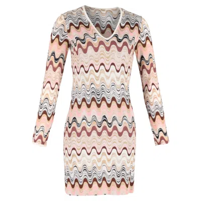 Missoni Zig-zag V-neck Mini Dress In Multicolor Rayon