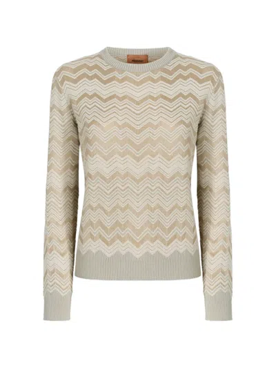 Missoni Zig Zag Viscose And Wool Crewneck Sweater In Multi