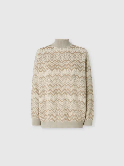 Missoni Zig Zag Viscose And Wool Turtleneck Sweater In Multi