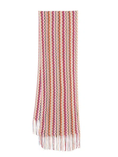 Missoni Zig-zag Viscose Blend Fringed Scarf Accessories In Multicolour
