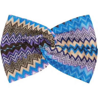 Missoni Zig Zag Viscose Headband In Blue