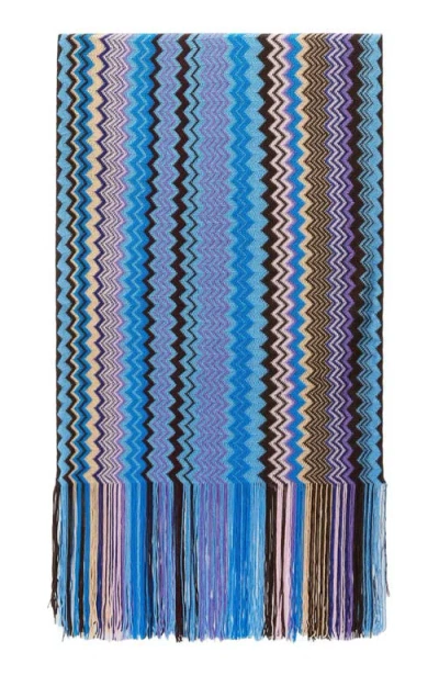 Missoni Zig Zag Viscose Scarf With Fringes In Multi