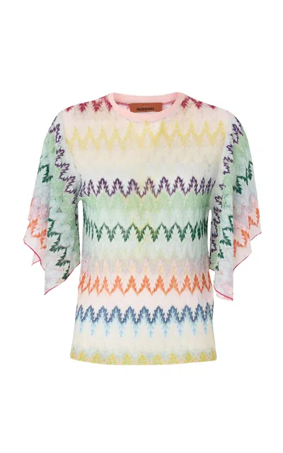 Missoni Zig Zag Wide-sleeve Raschel Top In Multi