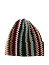 Missoni Zigzag Patterned Wool Beanie Hat In Brown