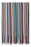 Missoni Zig Zag Wool Scarf With Fringes In Multi
