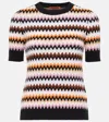 Missoni Short-sleeved Crewneck Pullover In Zigzag Wool In Multicoloured