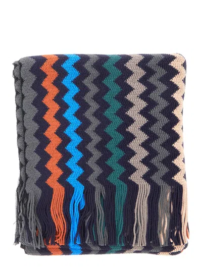 Missoni Zig Zag Wool-blend Scarf With Fringed Edges In Multi