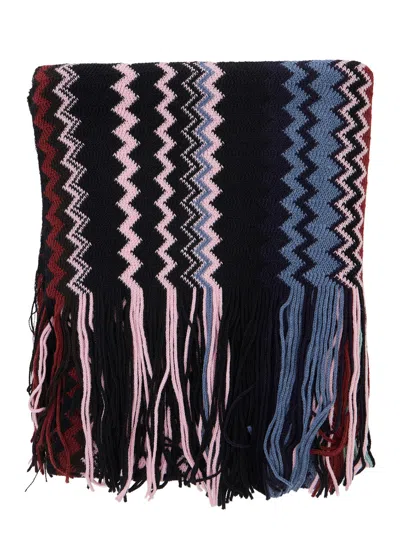 Missoni Zig Zag Wool-blend Scarf With Fringed Edges In Multi