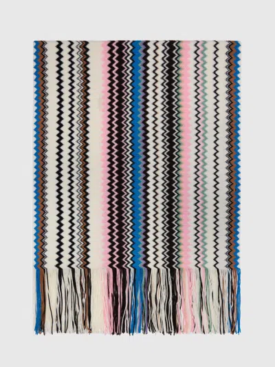 Missoni Zig Zag Wool-blend Scarf With Fringes In Multicoloured