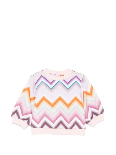 Missoni Babies' Zig Zag-motif Sweatshirt In Pink