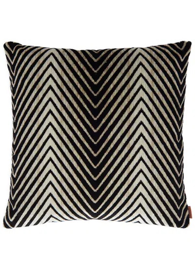 Missoni Home Ziggy 40x40 Cm Viscose Blend Zigzag Cushion In Black