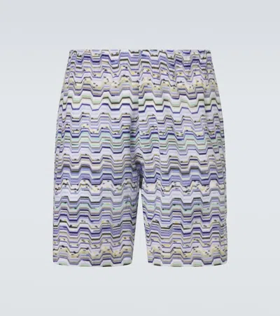 Missoni Zigzag Cotton Shorts In Purple