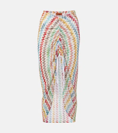 Missoni Zigzag Asymmetric Midi Skirt In Multi
