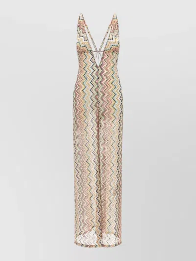 Missoni Zigzag Beach Cover Up Maxi Dress In Neutral
