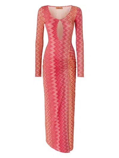 Missoni Zigzag Beach Dress In 红色