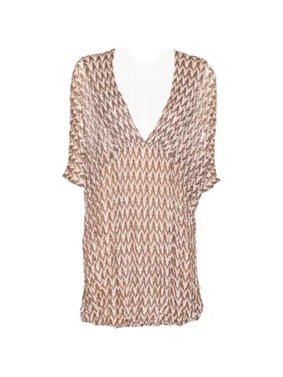 Pre-owned Missoni Zigzag Beach Dress In Brown