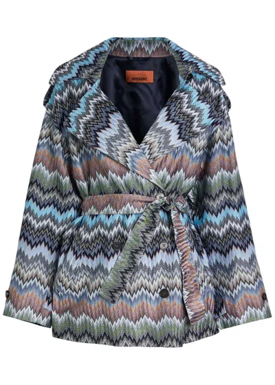 Missoni Zigzag Belted Fine-knit Trench Jacket In Multi