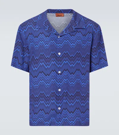 Missoni Zigzag Bowling Shirt In Blue