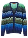 Missoni Chevron Pattern V-neck Cardigan With Ribbed Cuffs In Multicolor