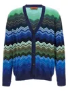 Missoni Chevron Pattern V-neck Cardigan With Ribbed Cuffs