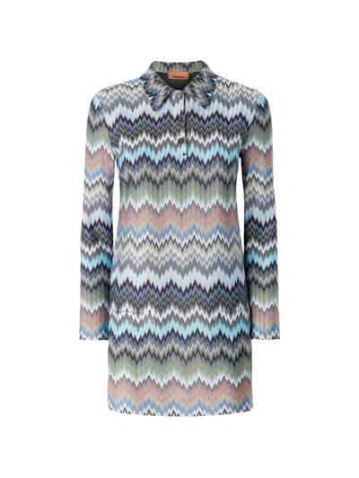 Missoni Snake-pattern Viscose Polo Mini Dress In Multi