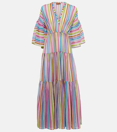 Missoni Tiered Printed Cotton And Silk-blend Maxi Dress In Multicoloured