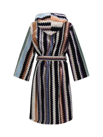 Missoni Zigzag Cotton Bathrobe In Multicolor
