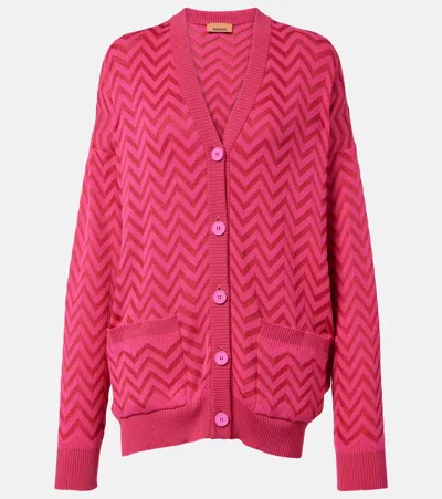 Missoni Zigzag Cotton-blend Cardigan In Magenta